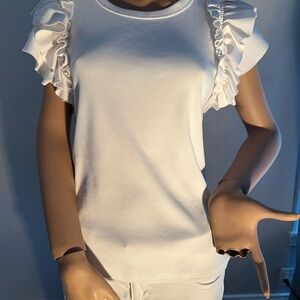 White Ruffle Sleeve Top